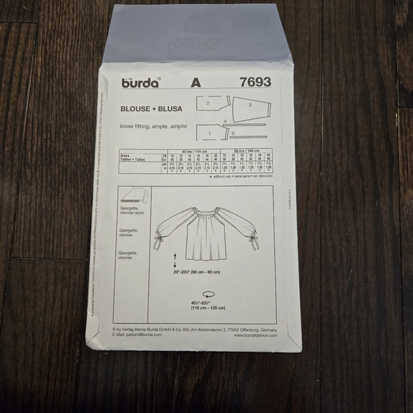 BURDA Women's shirt pattern 7693 - Picture 2 of 3